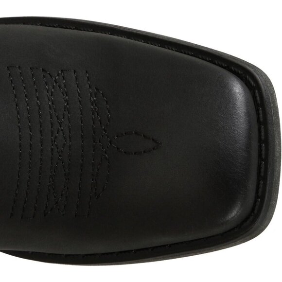 Black Women's Wide Width Cowboy Boots Square Toe Mid Calf Western Cowgirl Boots - Picture 3 of 8